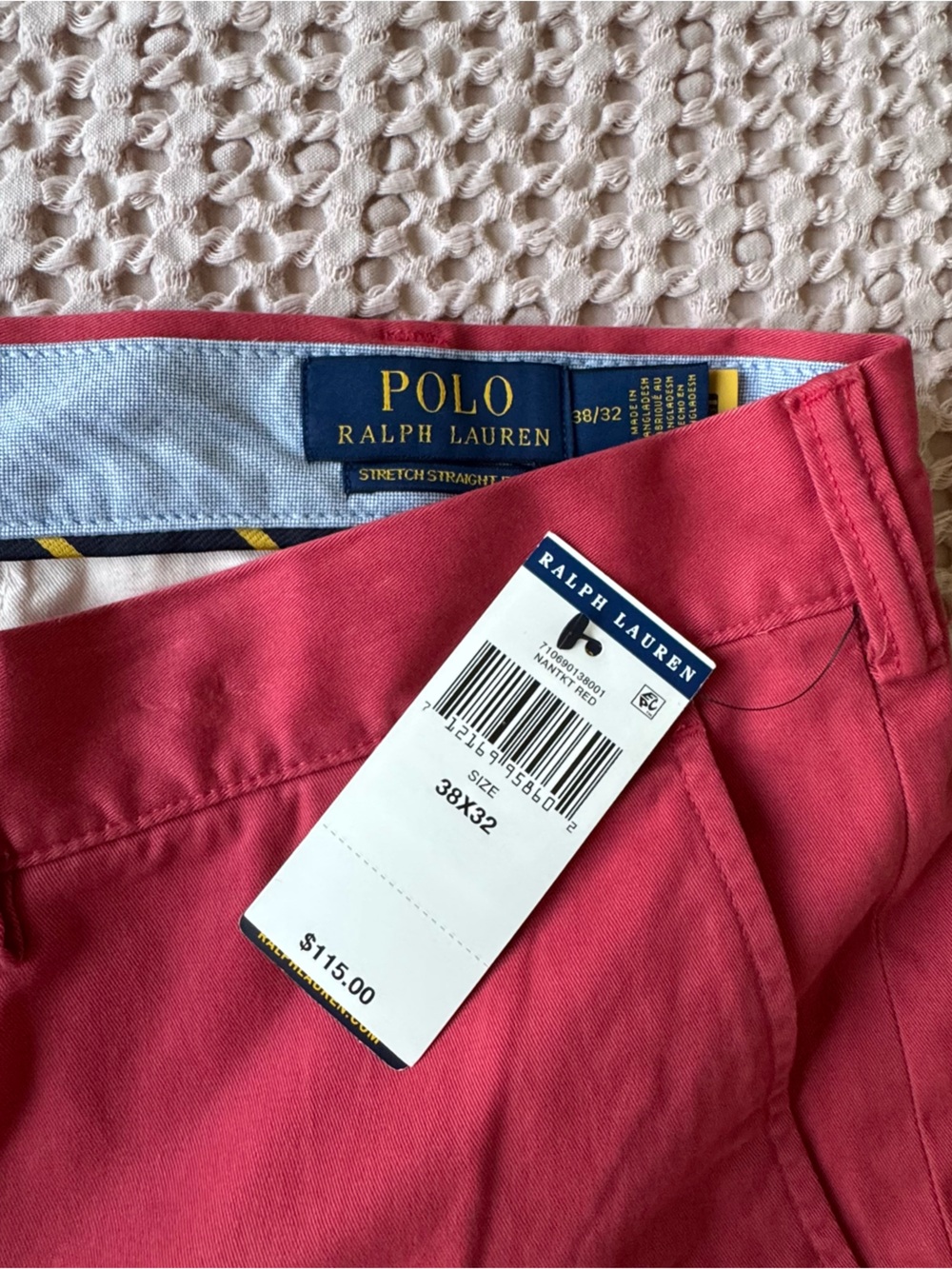 Polo Ralph Lauren Men's Straight-Fit Washed Stretch Chino Pants 38x32 Red NWT - Picture 5 of 10